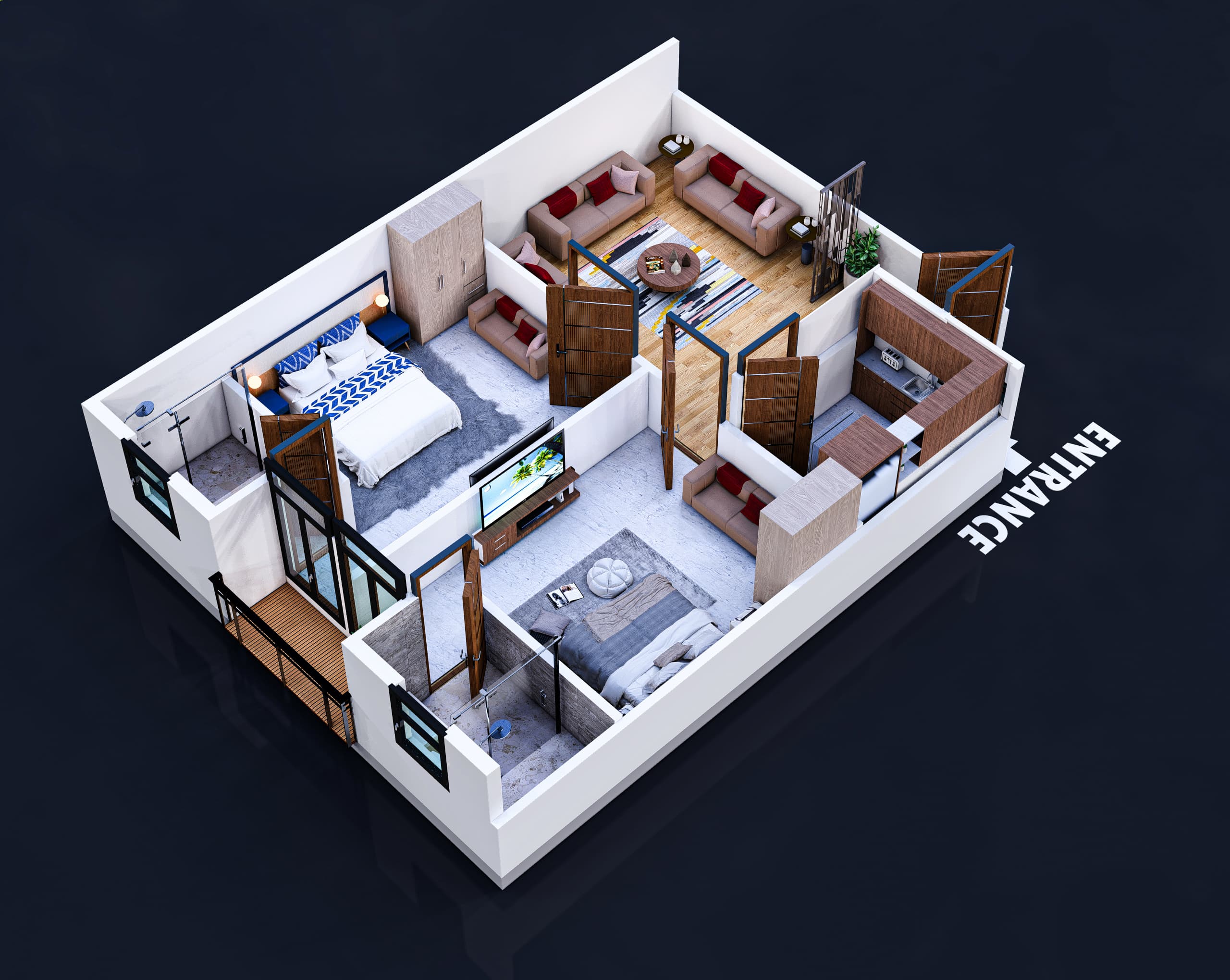 3D apartment interior view 2